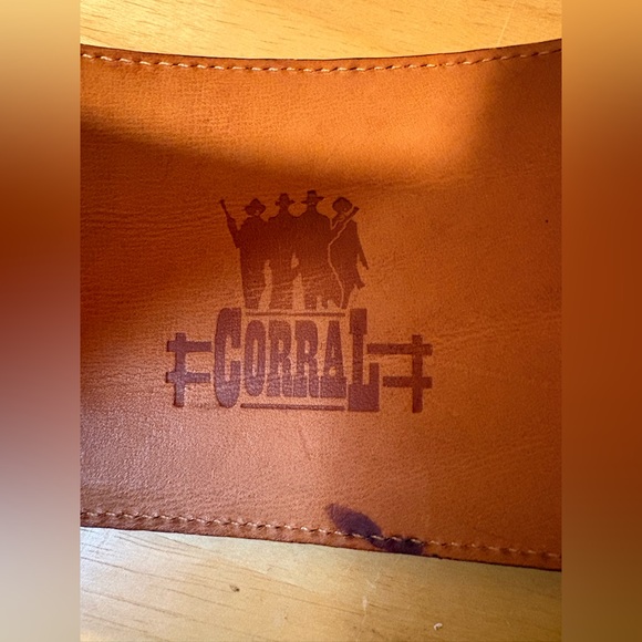 Corral Genuine Leather Western Belt Fixed Buckle Horseshoe Star Wide Brown - Picture 4 of 9